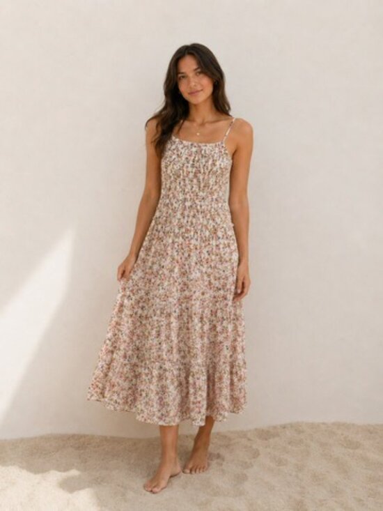mary and mo Dresses & Skirts - Mary & Mo Floral Smocked Maxi Dress Size Medium NWT